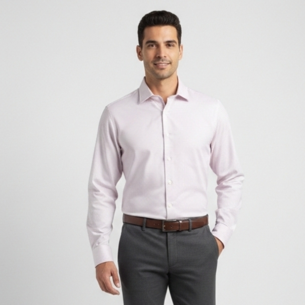 Goodiellow & co Men's Medium slim fit Drees shirt Long sleeve smoked‎ pink